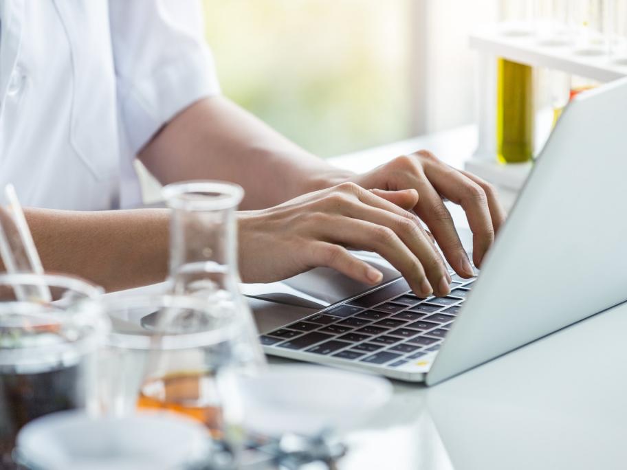 Doctor searching online